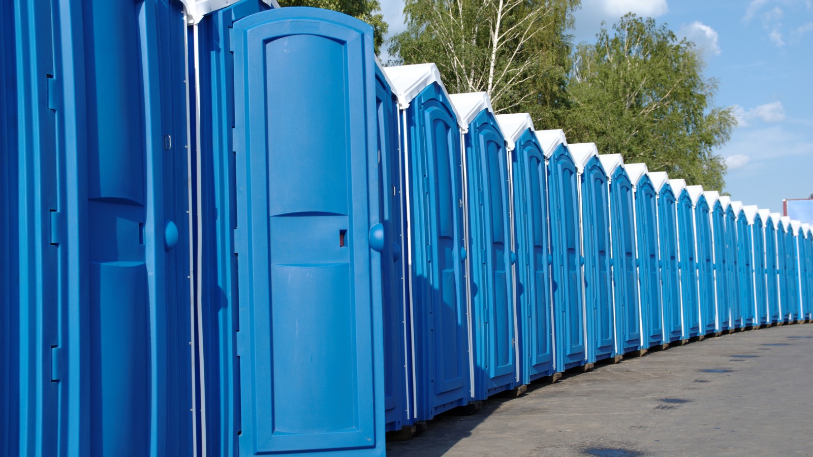 Row of portable toilets